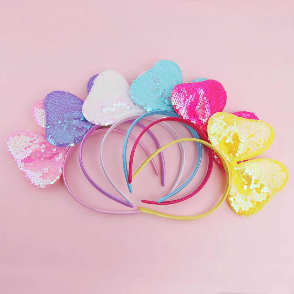 Sequin Large Bow Headband - Children's Sweet Solid Color Hair Accessory