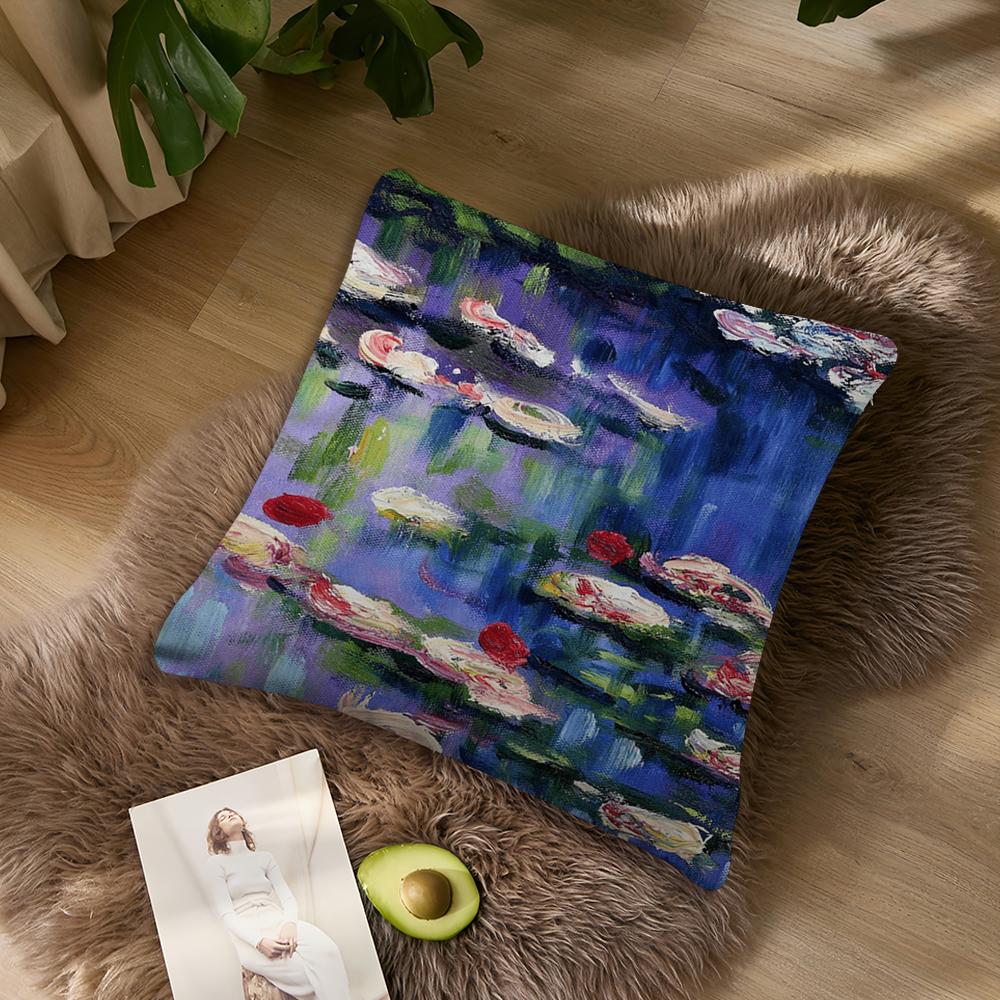 Water Lilies Claude Monet Fine Pillow Case living Room Home Sofa Office Shop Cover Printing Comfort Decoration Nordic Simplicity