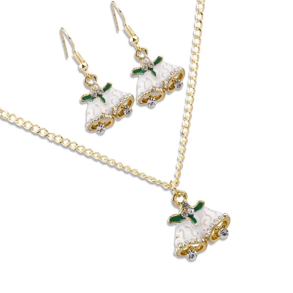 Women Girl Christmas Necklace Earring Set Alloy Plating Neck Chains Dangle Ear Loop Jewelry Gifts