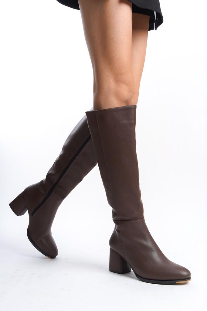 Women Modern Stylish Fashion Boots Boots Faux Leather Oval Toe Side Zipper High Heel Boots