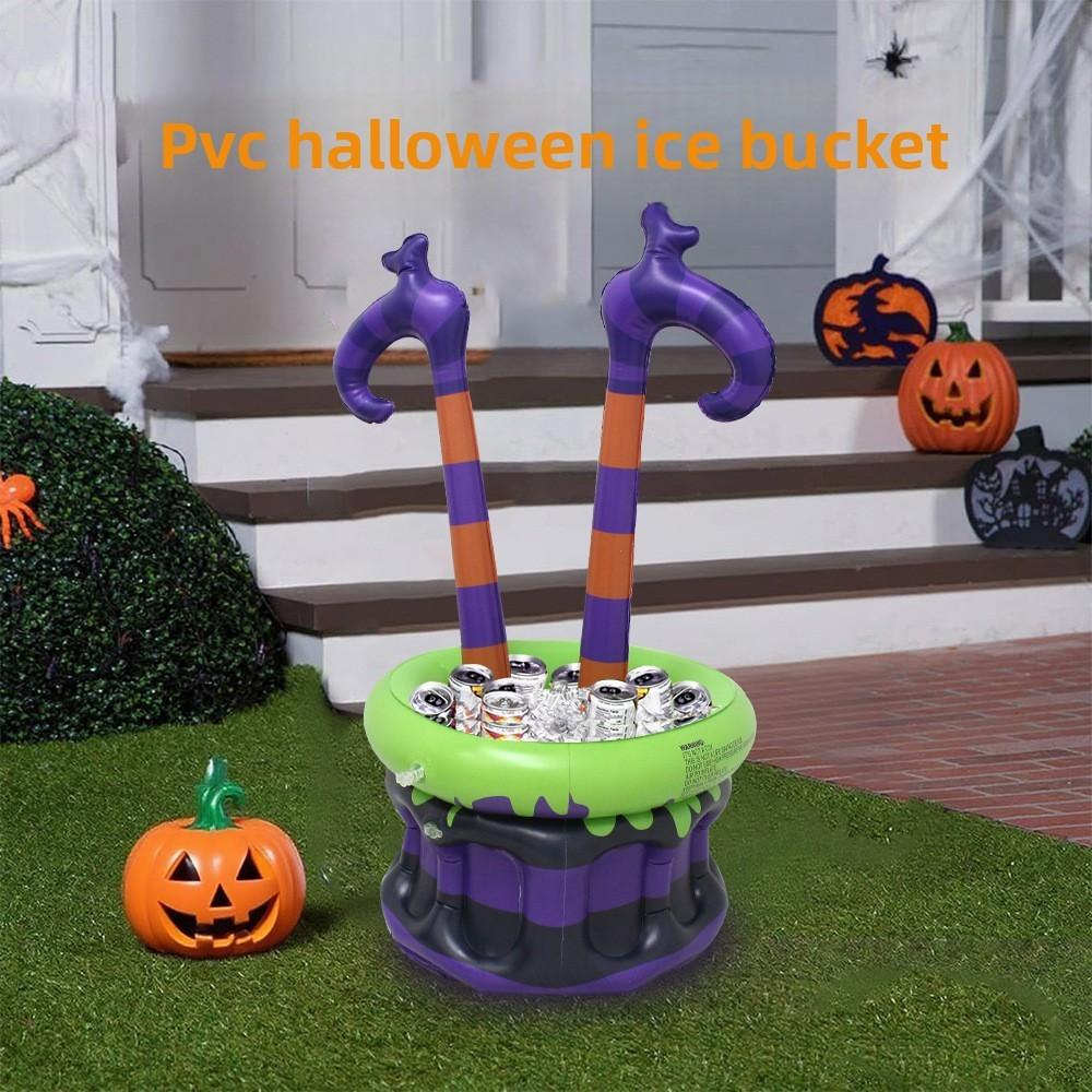 Inflatable Pvc Witch Ice Bucket For Halloween With Cold Drink Dispenser Toy
