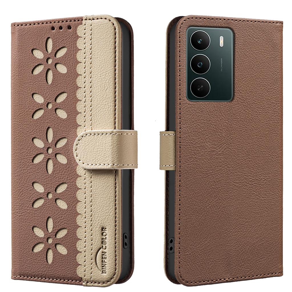 Per Realme C71 4G Custodia in Pelle BINFEN COLOR BF36 Motivo Floreale Copertura Telefono Portafoglio con Blocco RFID Supporto