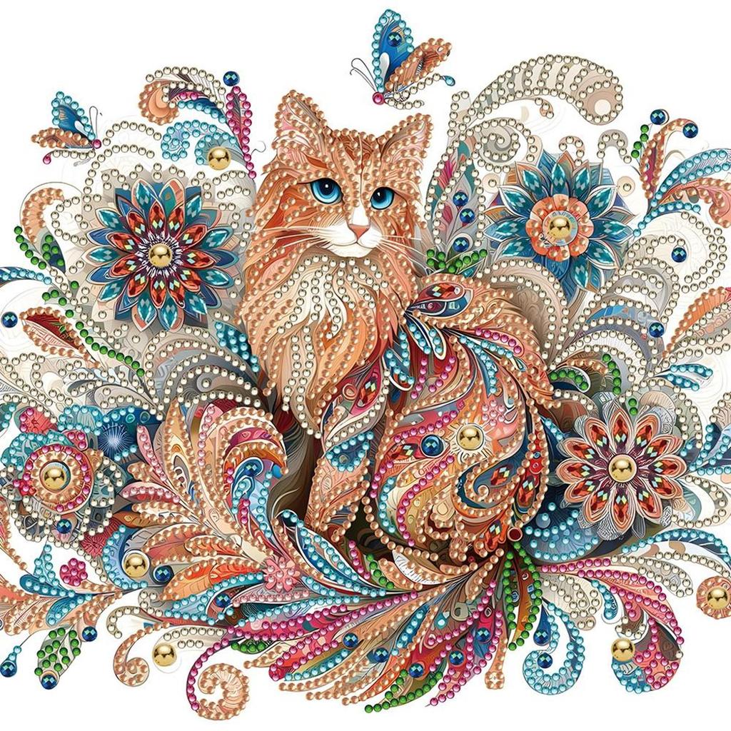 5D-Diamant-Malerei-Set zum Selbermachen, teilweiser Spezialbohrer, Katzen-Dekoration, 30 x 30 cm