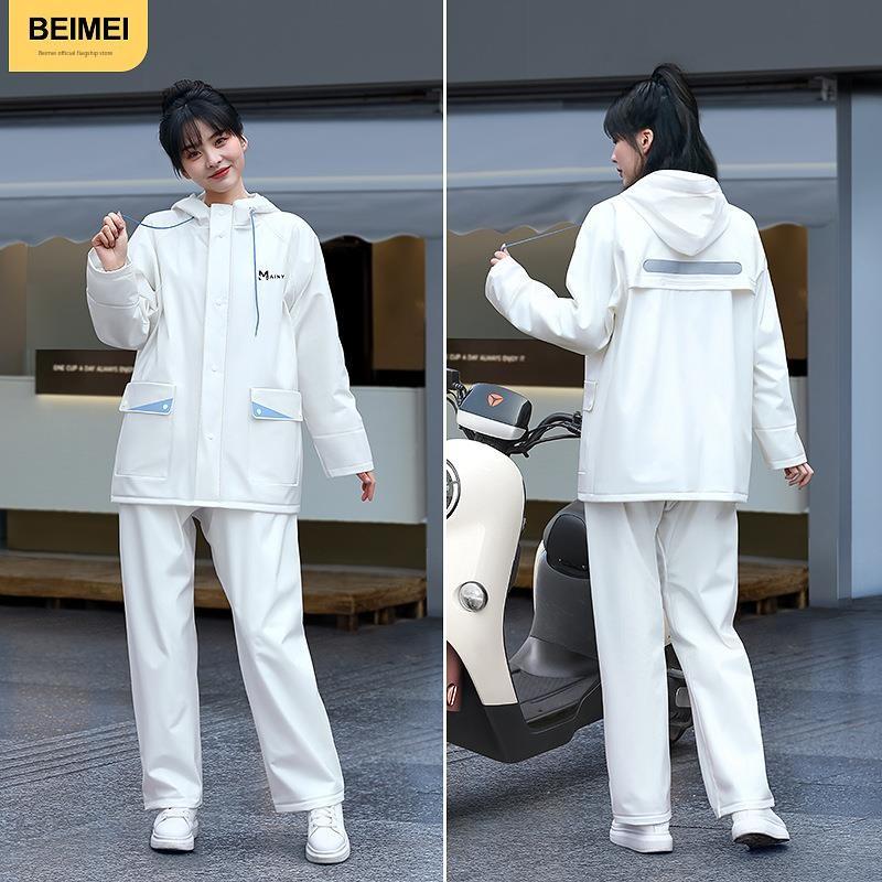 Raincoat and Rain Pants Set for Women, Reflective Waterproof Workwear, Separate Pieces for Cycling, Heavy Rain Protection, Electric Vehicle Raincoat