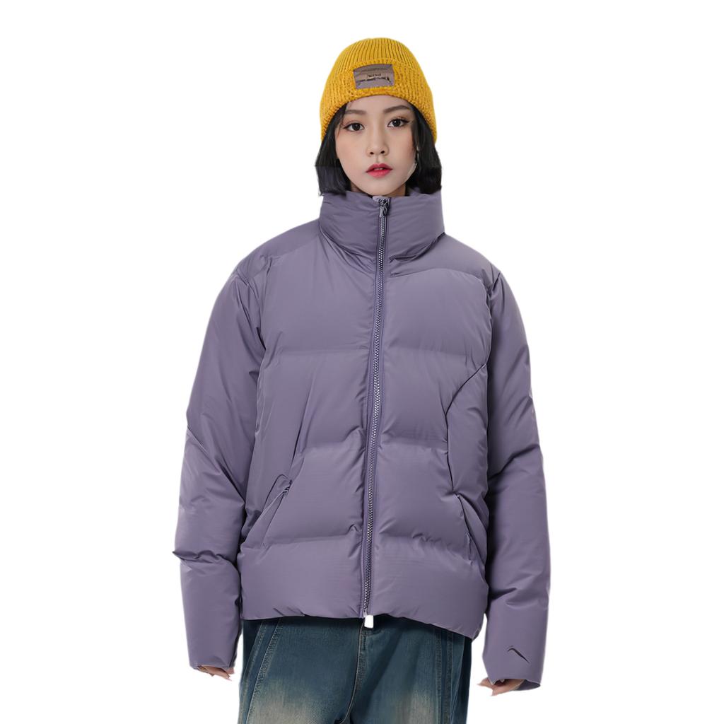 Li Ning Short Down Jacket Women's Crow Gray Purple AYMU472-2