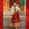 Ming Dynasty-Inspired Hanfu Women's Embroidered Bijiya Stand Collar Mamian Skirt with Velvet - Autumn/Winter Set