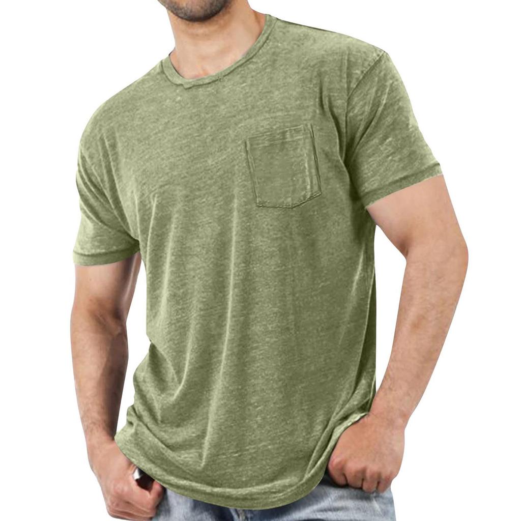Man's  Leisure  Round  Neck  With  Pocket  Short  Sleeves  T,Shirt