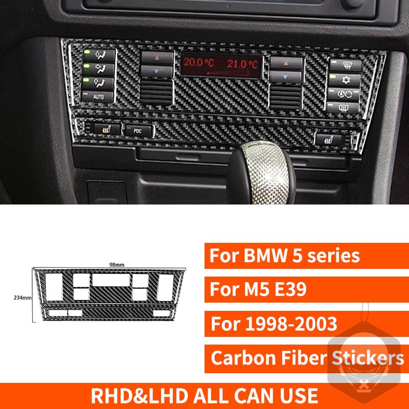 For BMW 5 Series M5 E39 1998-2003 Real Carbon Fiber Sticker Radio AC CD Shift Door Lift Panel Car Accessories Ide Decorative