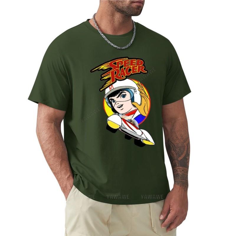 Speed Racer Go Go Go T-Shirt Korean Fashion Oversized T Shirts Short Sleeve Plain White T Shirts Men