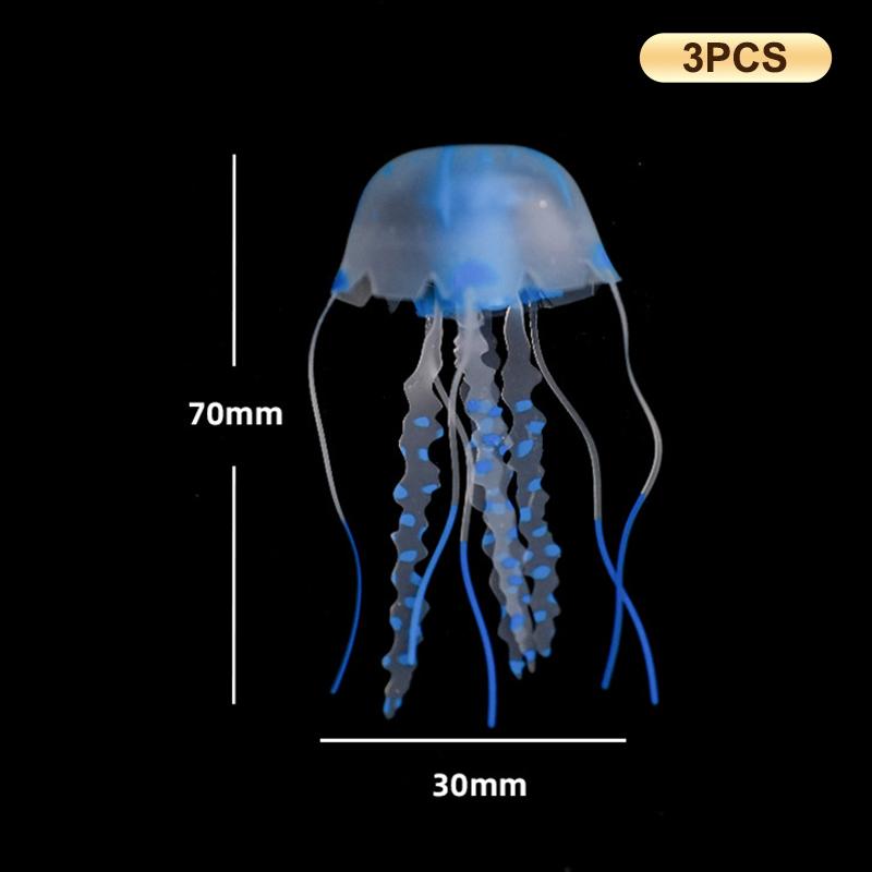 3Pcs Artificial Glowing Fluorescent Jellyfish Aquarium Decoration Fish Tank Underwater Plant Marine Aquatic Landscape Ornament