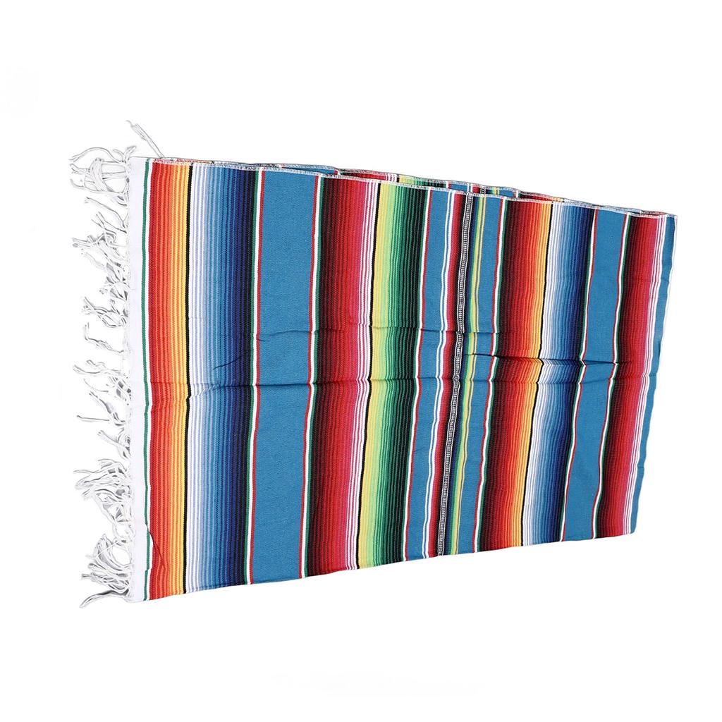 Mexican Table Runner 6.6ft Long 4.9ft Wide Bright Colors Soft Cotton Fringe Cotton Table Runner for Party Decoration