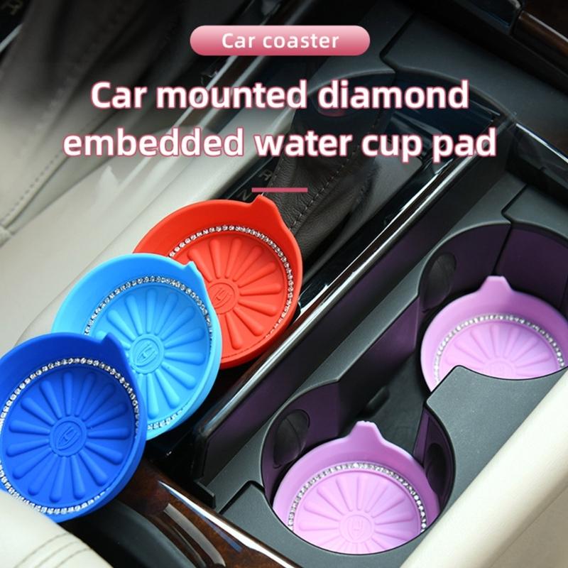 Car Water Cup Holder Pad Honeycomb Texture Embeded Non Slip Mat Universal Automotive Bottle Holder Insert Mat 2.75in