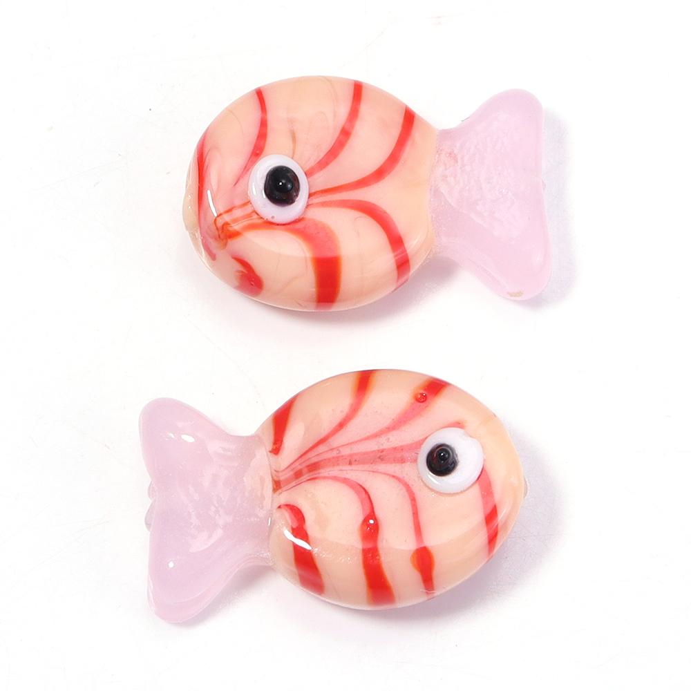 2pcs 13X20mm Lampwork Fish Beads Cute Animal Glass Loose Spacer Beads For Jewelry Making DIY Bracelets Necklace Accessories