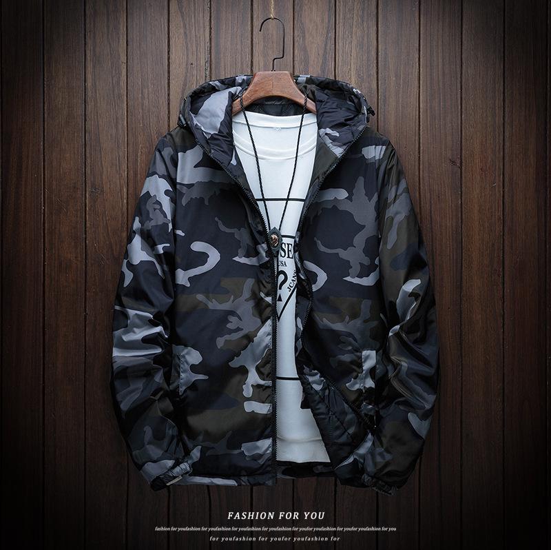Men's Korean Camouflage Cotton Winter Coat for High School Students