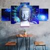 Buddha Planets Blue Outer Space Cosmos Scenery 5 Piece Five Panel Wall Canvas Print Modern Art Poster Picture Home Decor Gift For Him Her