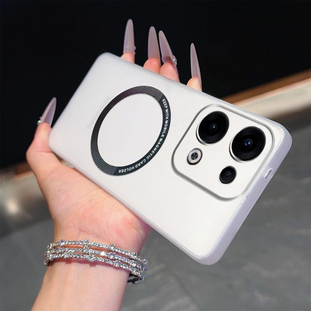 Magnetic Semi‑Transparent Matte Phone Case for OPPO Reno13 5G Soft TPU Shockproof Cover