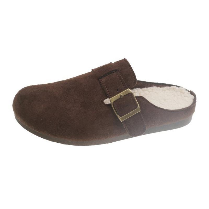 New Autumn and Winter Retro Burken Shoes, Half-slipper, One-foot Women's Shoes, Height-increasing Headband