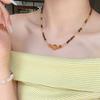Handmade Natural yellow crystal necklace for women, vintage niche, light luxury, high-end, elegant collarbone chain