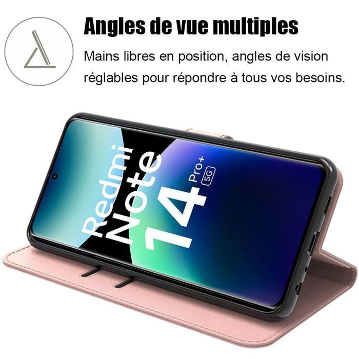Coque - E.F.CONNECTION - Pour Xiaomi Redmi Note 14 Pro Plus 5G - Cuir synthétique - Rose - Antichoc et anti-rayures