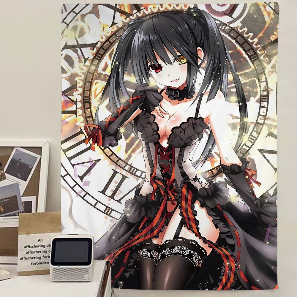 Cool And Cute T-Tokisaki Kurumi Anime Anime Tapestry Hanging Tarot Hippie Wall Rugs Dorm Home Decor