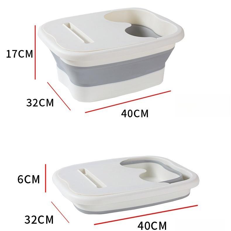 Thickened Portable Foldable Foot Bath Tub with Lid Space Saving Silicone Massage Basin for Home Use