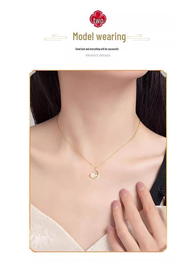 Moon Rabbit S925 Silver Jade Necklace - Elegant Clavicle Chain Gift for Women