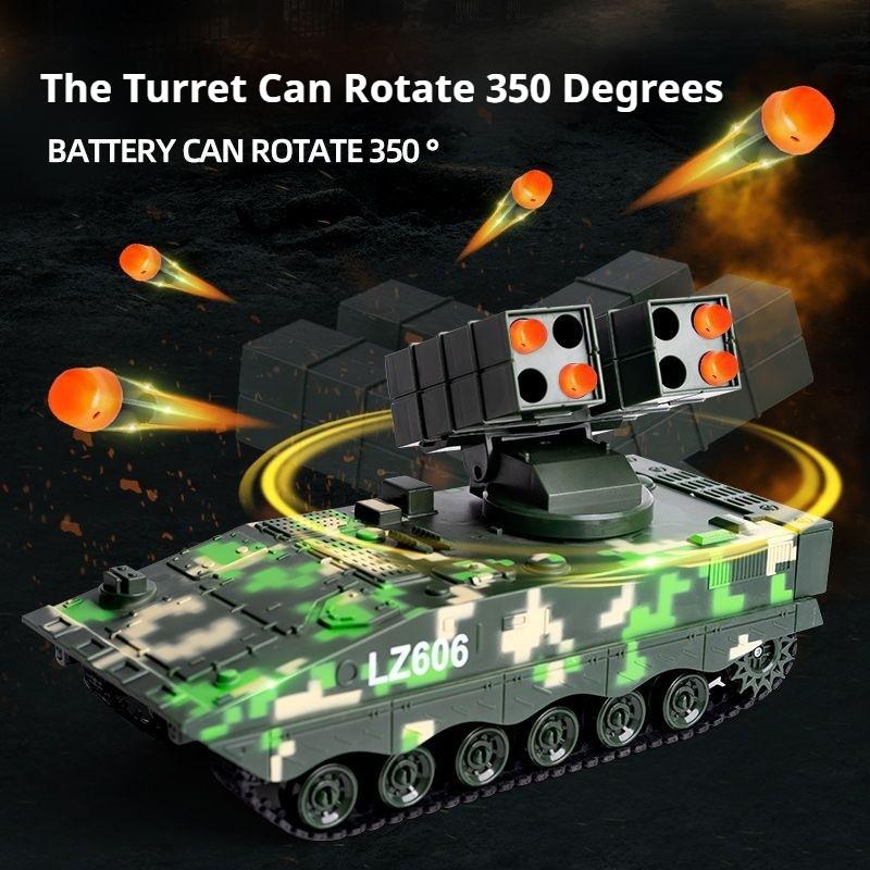 Remote Control 2.4g Battle Tank Military Missile Launcher Electronic Acousto Optic Rc Kids Toy Shoot Bulletstank Model Kids Toys