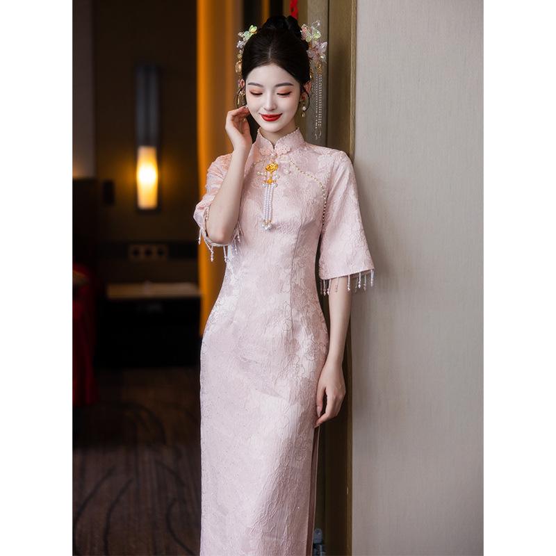 Cheongsam chinezesc roz modern: Rochie de Mireasă, Logodnă și Seară 2025