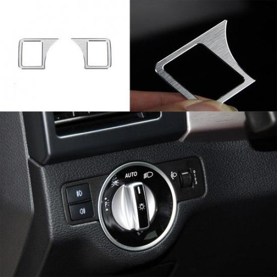 Headlight Switch Control Frame Trim For Benz C-Class 2008-2014 Silver Aluminum