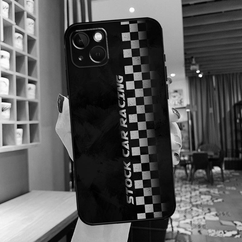 Checked Flag Racing Car Phone Case For iPhone 11 12 13 14 15 16 Pro Max mini Back Cover For iPhone XR X XS Max Plus