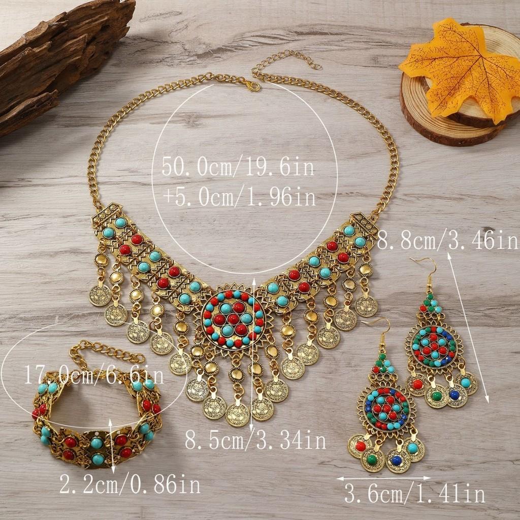 Vintage Multi Layer Coin Colored Necklace With Alloy Chain For Ladies Fashion Accessories