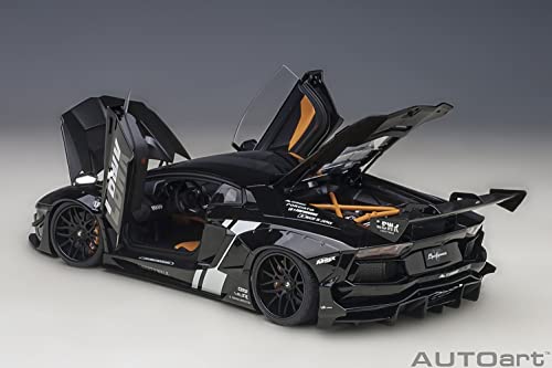AUTOart 1/18 Scale Liberty Walk LB-WORKS Lamborghini Aventador Limited Edition Black (LBWK/Carbon Black Hood) Finished Model 79244