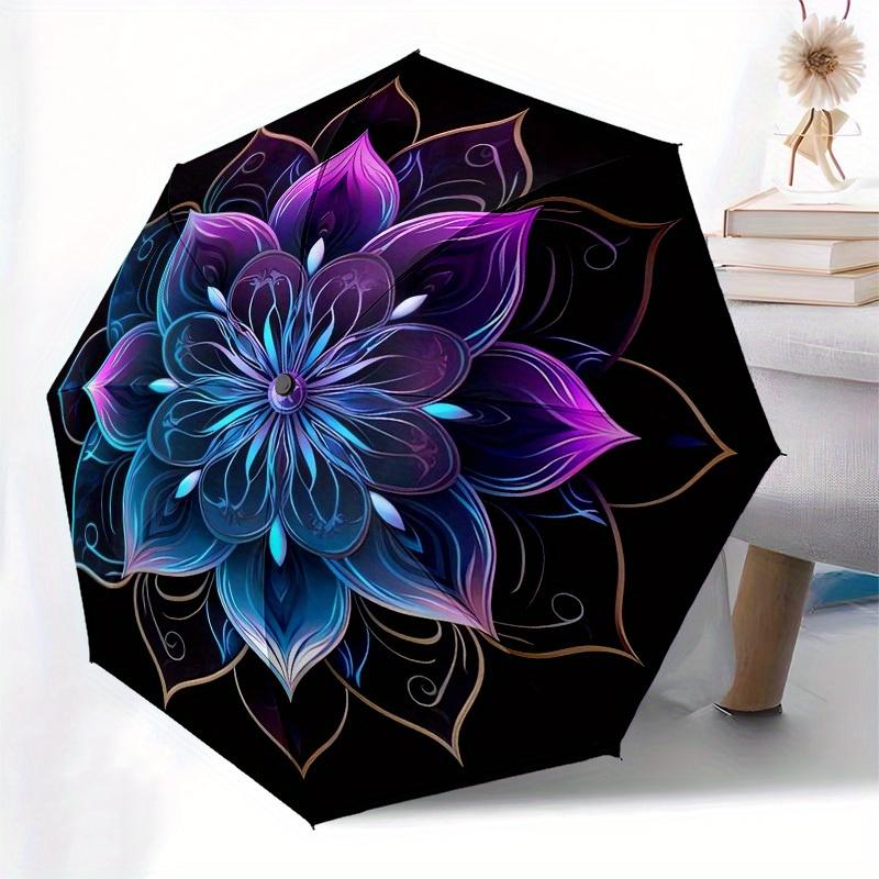 1pc Lotus Mandala Artwork Umbrella with Plastic Handle,Suitable for All Seasons Home Travel Outdoor UmbrellaB1860