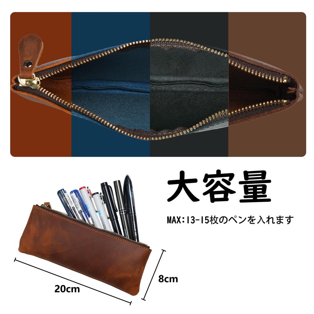 Genuine Leather Pencil and Stylish for Business Use Case, Lightweight, Slim, Simple, (Black)