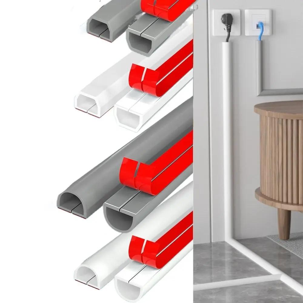 1PC 2M Arc Anti-extrusion Floor Cord Cover Self-Adhesive Power Extension Wiring Duct Cable Protector Home Outdoor Wire Organizer