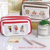 Lovely Circus Flip Pencil Case Pen Bag Minimalist Cartoon Animal Dalmatlans Croissant Multi-Layer Stationery Pouch