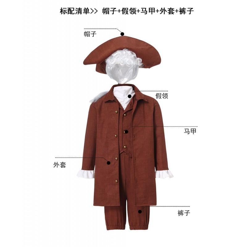 Mens Renaissance Pirate Costume Set Medieval Stage Performance Outfit Adult Kids