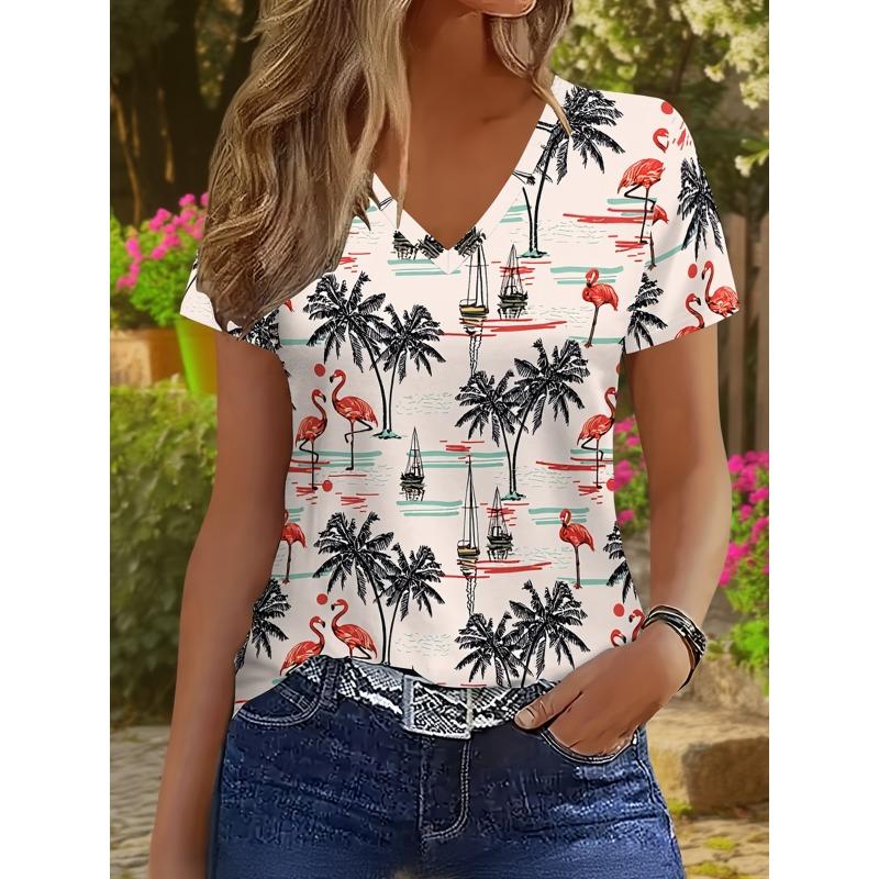 Stylish and elegant V-neck short sleeves for women S