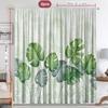 2Pc Home Decoration Curtains With Green Leaves And Rod Pockets, Kitchen, Coffee Shop, Living Room, Balcony, Garden