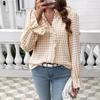 2026 Spring/Summer Women's Elegant Ruffle Plaid Long Sleeve Shirt