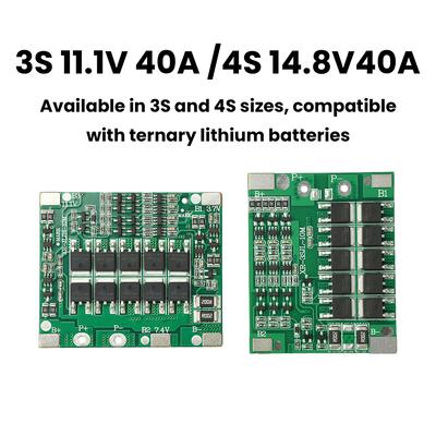 3S 11.1V 40A/4S 14.8V 40A Battery Protection Board Ternary Same Port Lithium With Balanced 10Mos for 18650 Battery Pack