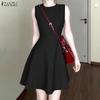 ZANZEA Women Casual Round Neck Summer Sleeveless Dress