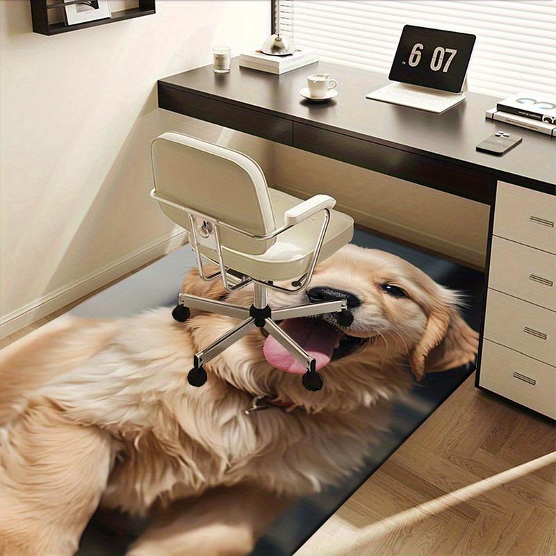 1pc Golden Retriever, Puppy, Happy Office Carpet Soft Polyester Entrance Carpet Washable Non slip Ma