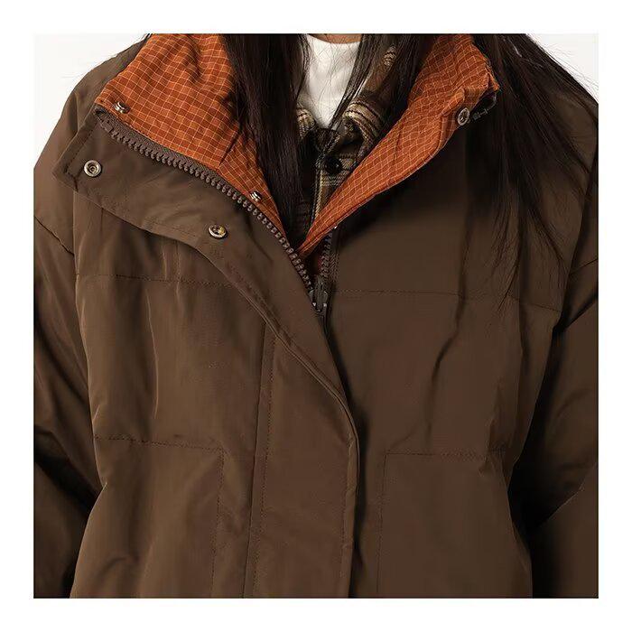 Unisex Japanese Retro Reversible Padded Stand Collar Cotton Jacket, Winter Warm, Mallard Green, Loose Fit Workwear Coat.