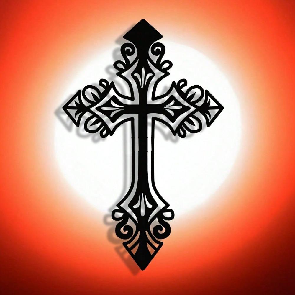 Vintage Hollow Cross Metal Sign Wrought Iron Wall Decor Home Gift Holiday Religious
