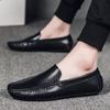 Fashion Men Casual Shoes Italian Loafers Moccasins Slip On Genuine Leather Mens Shoes Flats Breathable Footwear Male Driving Soft Shoes
