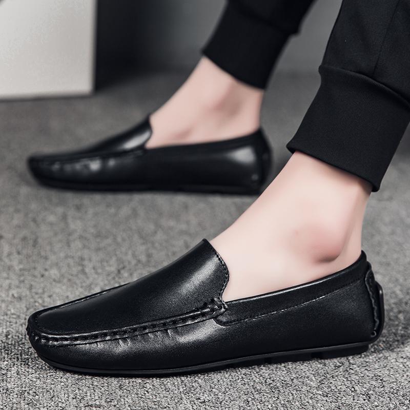 Fashion Men Casual Shoes Italian Loafers Moccasins Slip On Genuine Leather Mens Shoes Flats Breathable Footwear Male Driving Soft Shoes