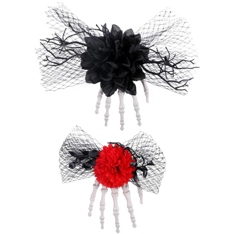 

2pcs Skulled Hand Flower Hairpin Lightweight Hair Accessory Hair Barrettes For Halloween Party Dance Decoration 1