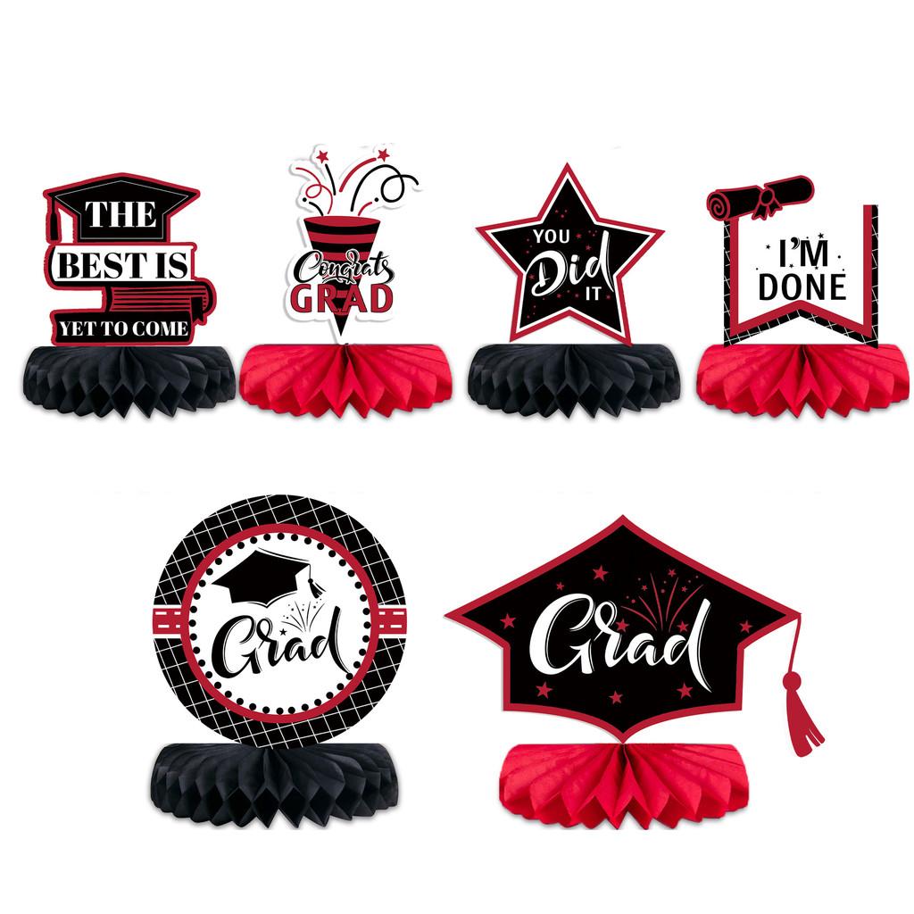 Honeycomb Graduation Decor Ball Set Of Six With Paper Fan For Event Celebration