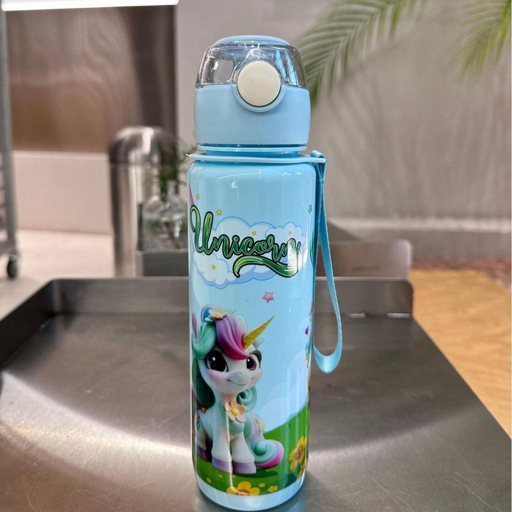 Cartoon Pattern Cute Large Capacity with Handle Pop Lock Straw Plastic Water Cup